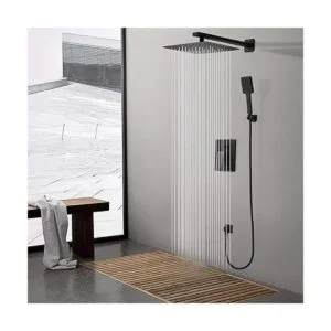 SOKA Juego de grifo de ducha negro de 10 pulgadas con