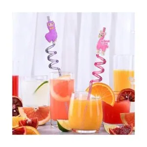 24 pajitas LLama para fiestas de cumpleaños con 2 cepillos