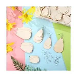 Pendientes colgantes de madera sin terminar con forma de