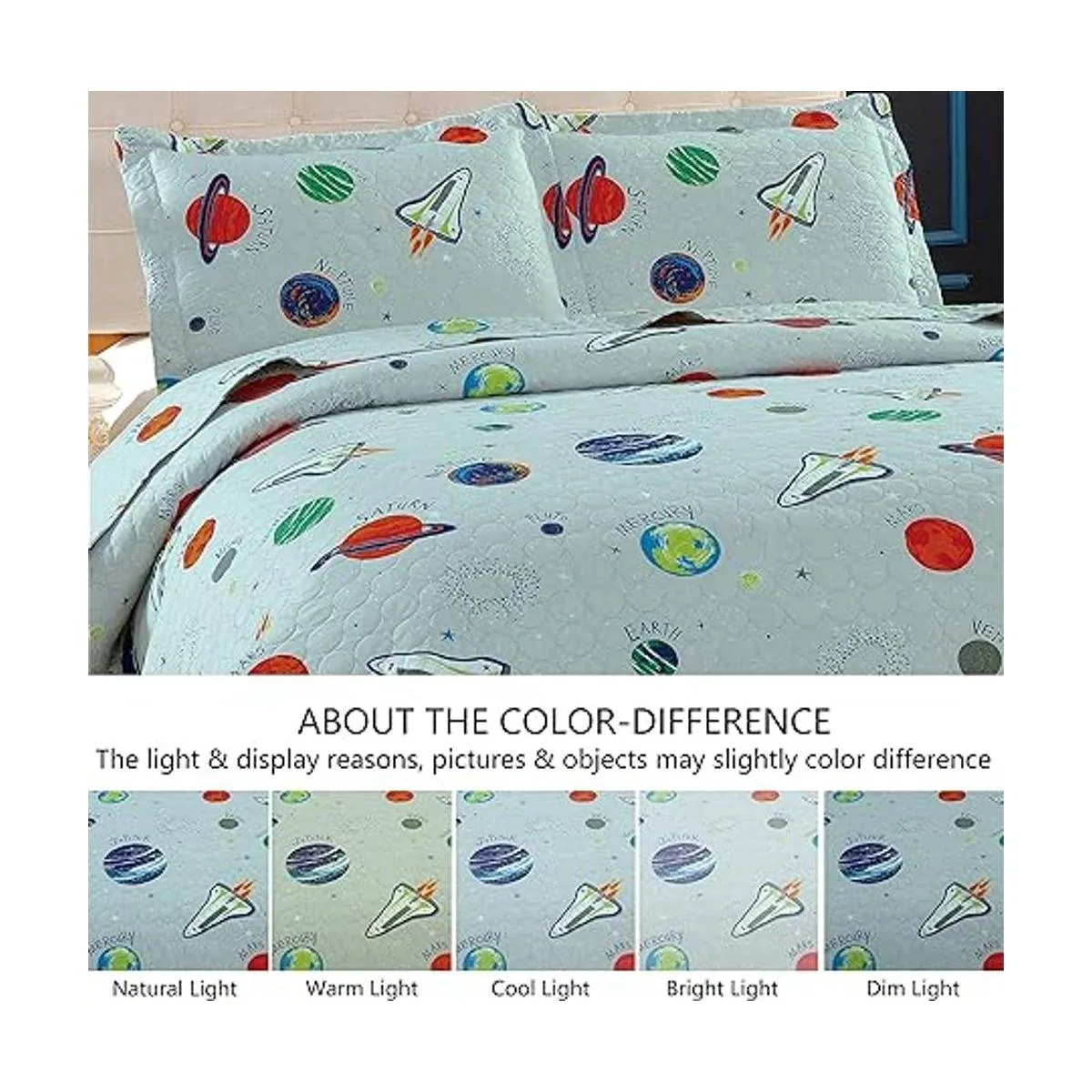 Juego de colcha de 3 piezas con diseño de galaxia y