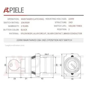 APIELE Interruptor de llave de 2 posiciones de 0.866 in_2