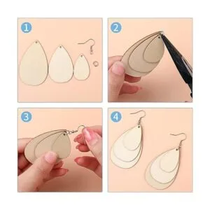 120 pendientes de madera sin terminar en blanco