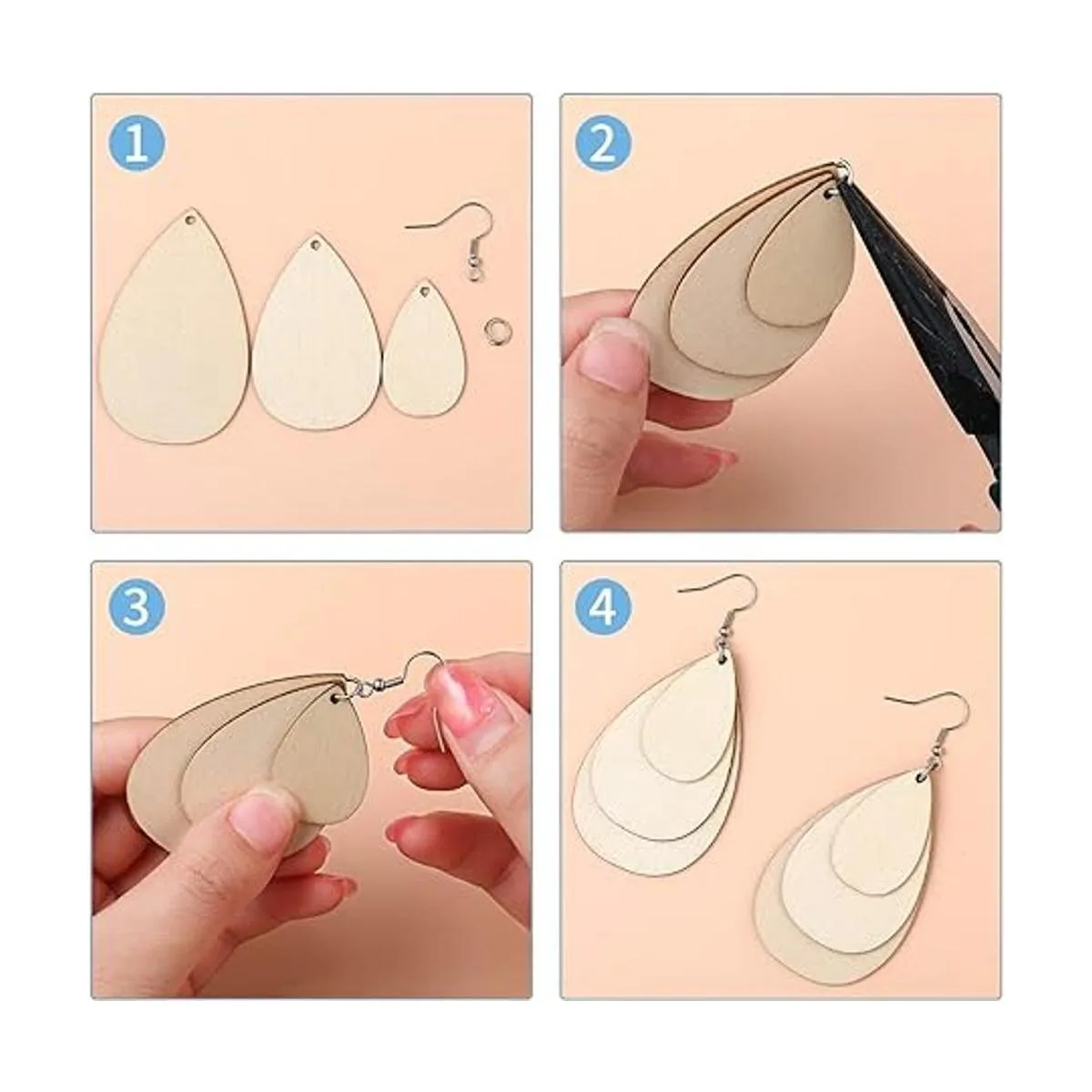 120 pendientes de madera sin terminar en blanco