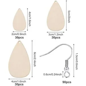 Pendientes colgantes de madera sin terminar con forma de