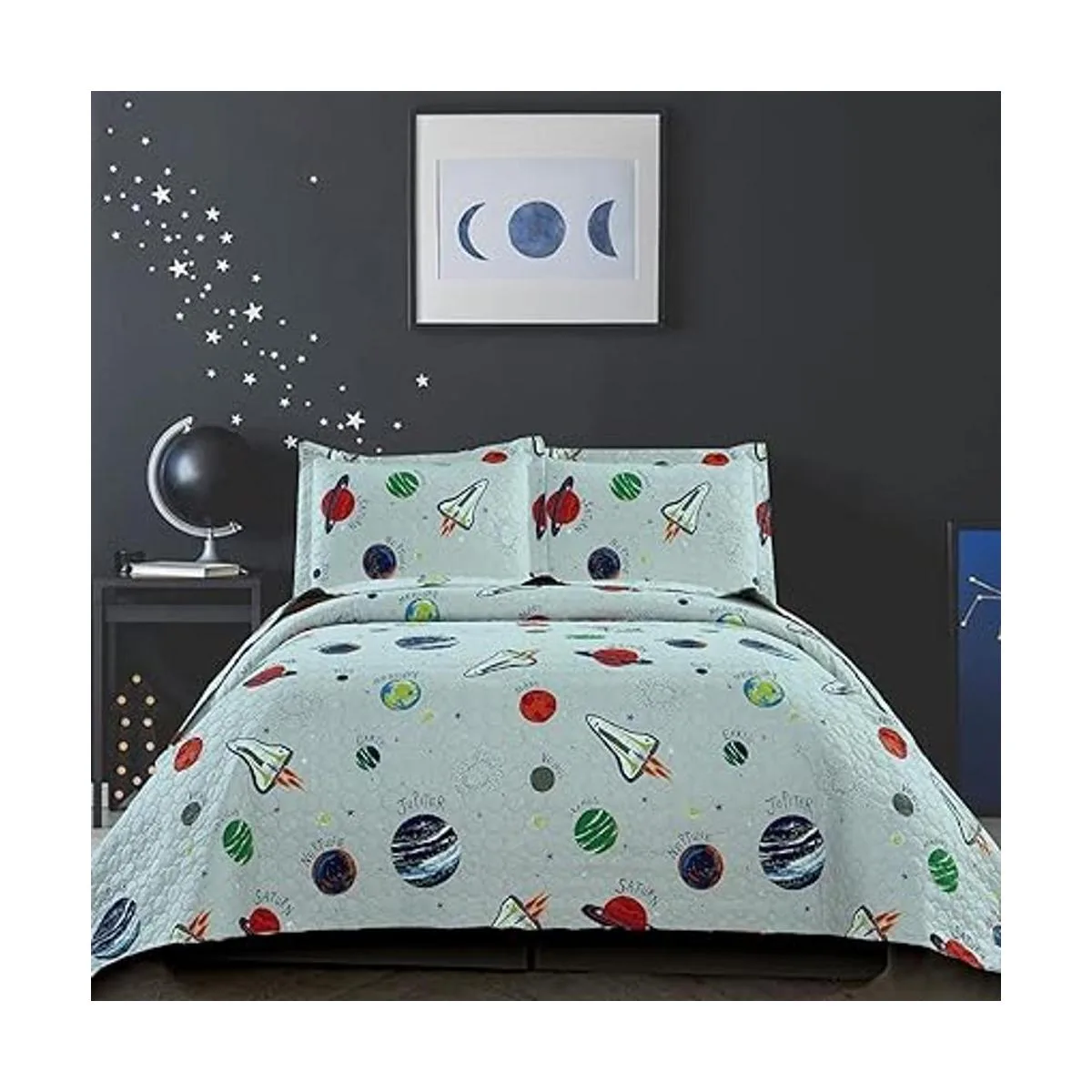 Juego de colcha de 3 piezas con diseño de galaxia y