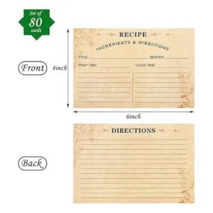 Paquete de 80 tarjetas de receta 4 x 6 pulgadas tarjetas