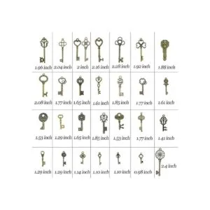 Aokbean 50 piezas vintage esqueleto bronce clave encantos_3