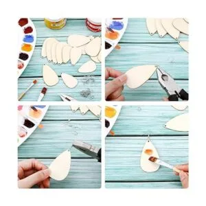 Pendientes colgantes de madera sin terminar con forma de