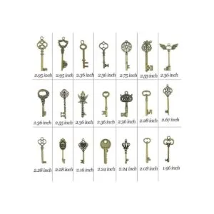 Aokbean 50 piezas vintage esqueleto bronce clave encantos_2