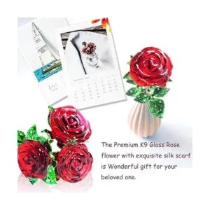 Regalo de rosa roja para ella rosa de cristal K9 con_5