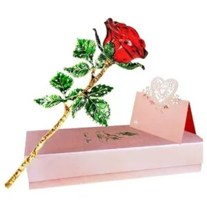 Regalo de rosa roja para ella rosa de cristal K9 con_1