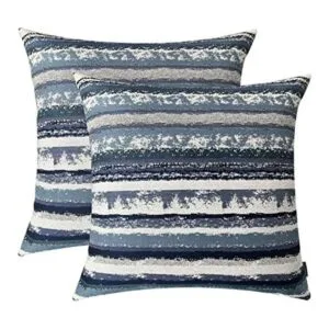 ROMANDECO Set of 2 Stripe Pillow Case Jacquard Square_1