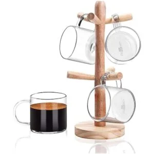 Aquach Juego de 4 tazas de café de 12 onzas incluye árbol_1