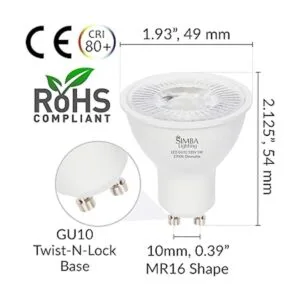 Simba Lighting Bombilla LED GU10 de 5 W regulable paquete