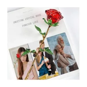 Regalo de rosa roja para ella rosa de cristal K9 con_4