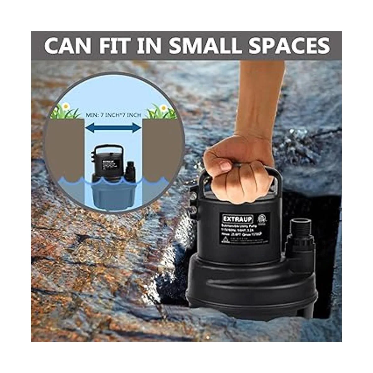 EXTRAUP Bomba sumergible portátil de 16 HP 1370GPH de_6