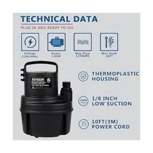 EXTRAUP Bomba sumergible portátil de 16 HP 1370GPH de_2