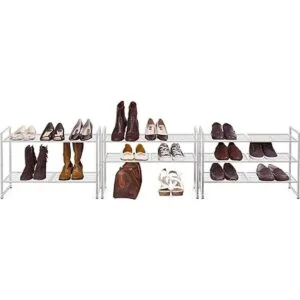 Simple Houseware Estante apilable de 3 niveles plateado._4