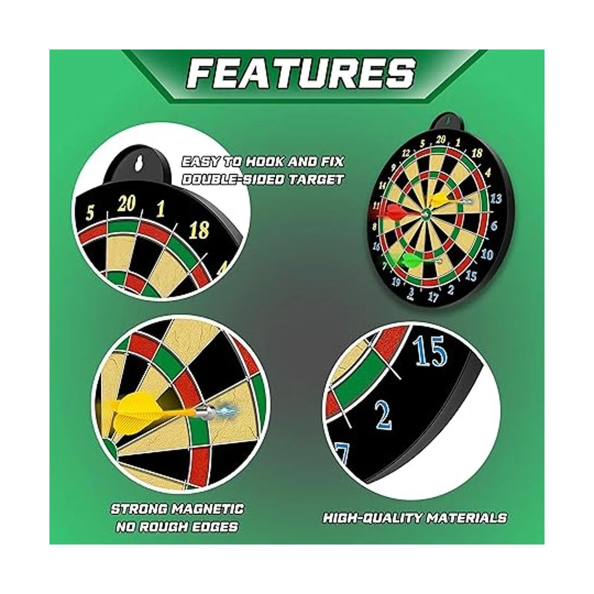 Tablero de dardos magnético 12 dardos magnéticos rojo_2