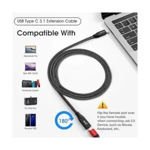 Cable de extensión USB C de 5.9 ft RIITOP USB tipo C_4