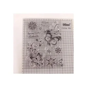 Sellos de Navidad con diseño de copos de nieve y mariposa_2