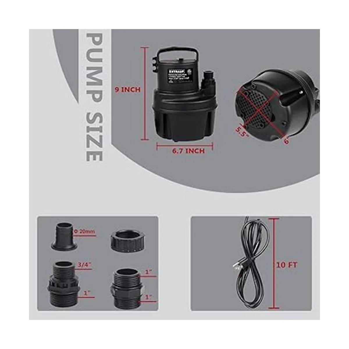 EXTRAUP Bomba sumergible portátil de 16 HP 1370GPH de_5