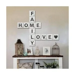 Decoración de pared rústica grande de Scrabble Farmhouse_1