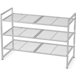 Simple Houseware Estante apilable de 3 niveles plateado._2