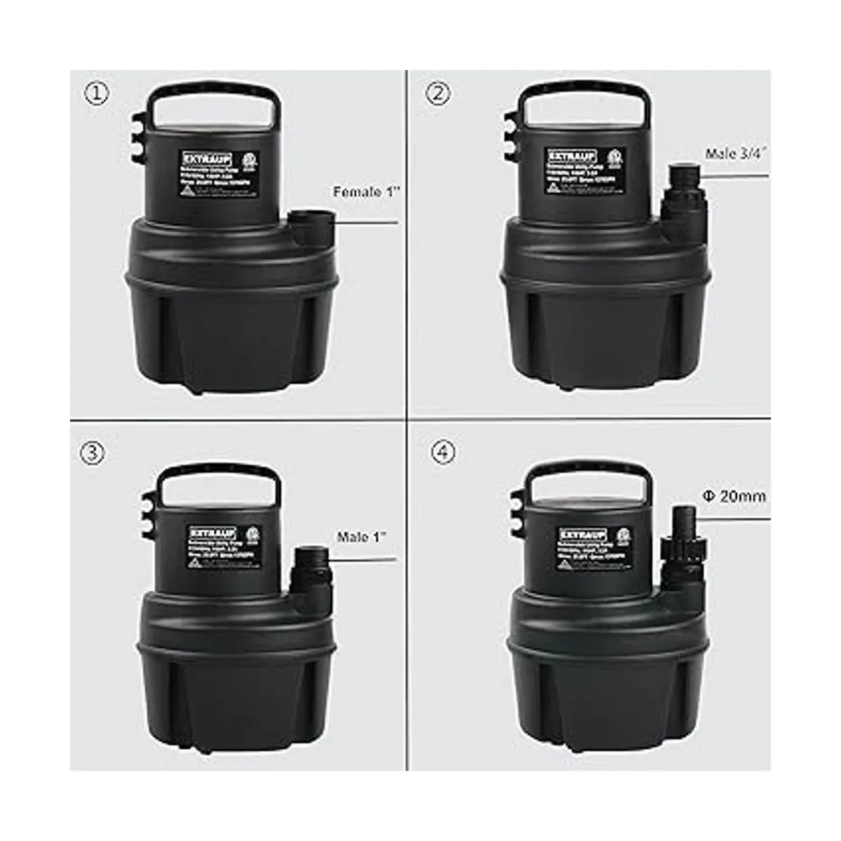 EXTRAUP Bomba sumergible portátil de 16 HP 1370GPH de_4