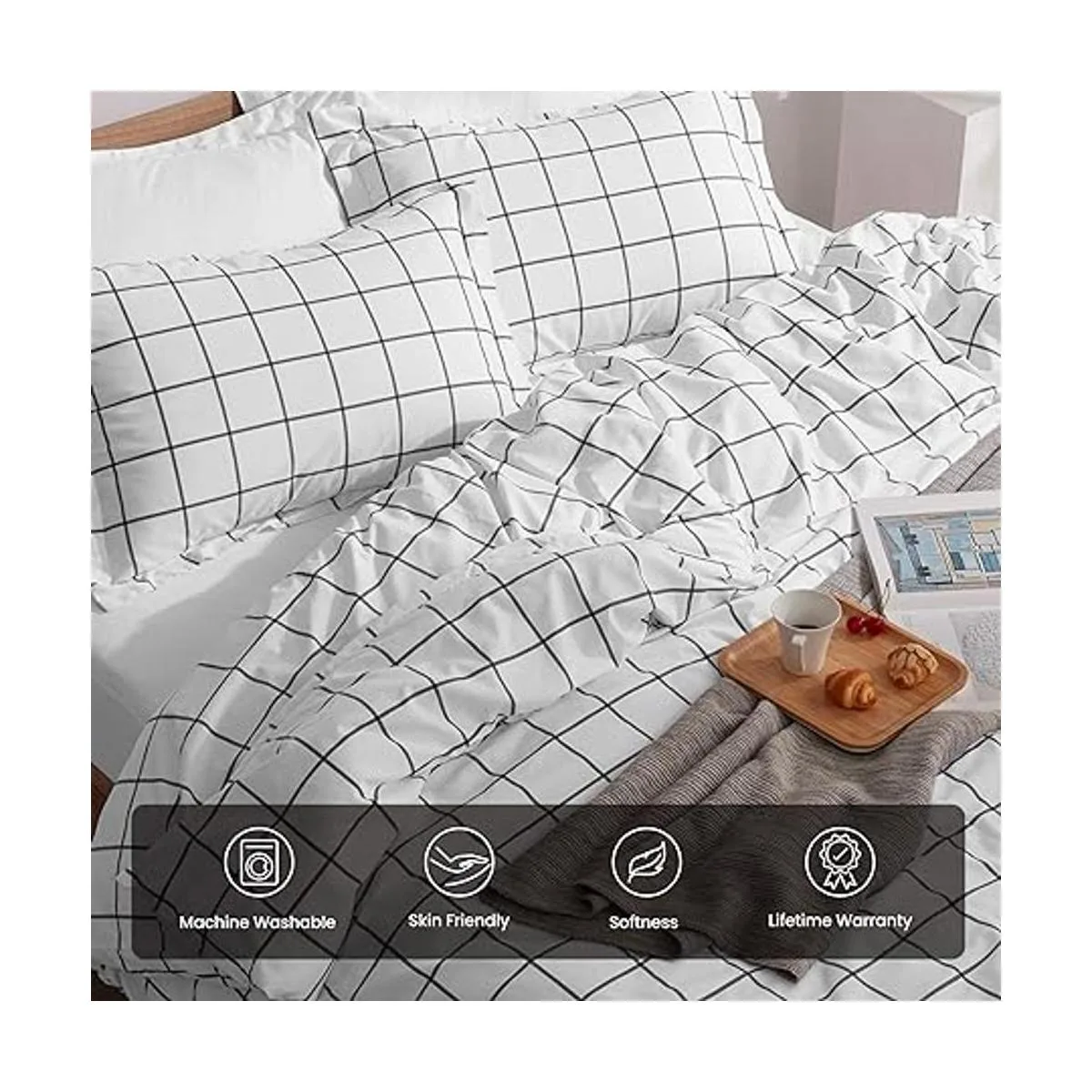 SLEEP ZONE Juego de funda de edredón estampado de flores_3