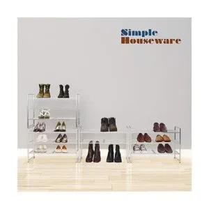 Simple Houseware Estante apilable de 3 niveles plateado._5