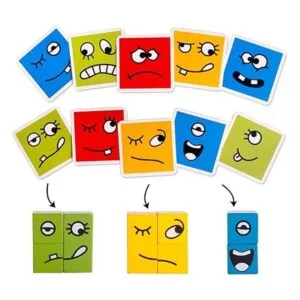 CHIYR Rompecabezas de bloques de expresiones de madera a_2