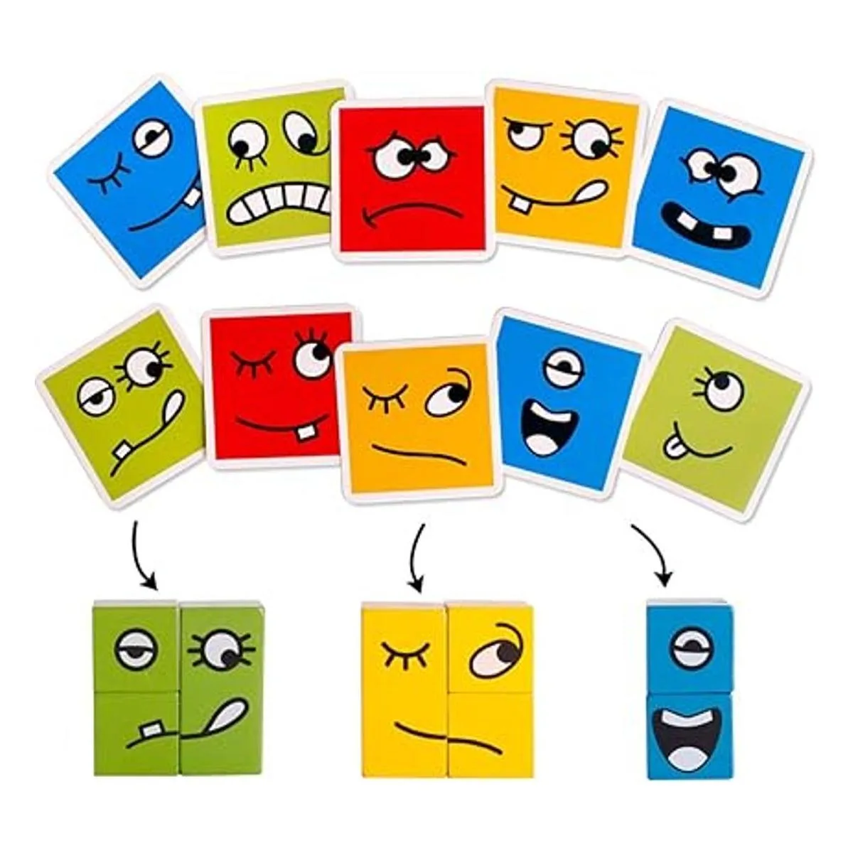 CHIYR Rompecabezas de bloques de expresiones de madera a_2