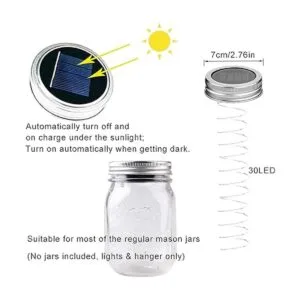 LoveNite Lote de 10 luces solares para colgar en tarros