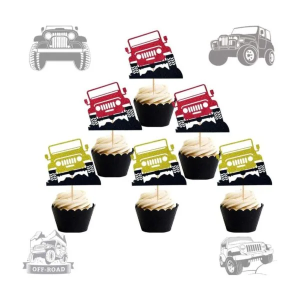 JeVenis 24 piezas de decoración para tartas de auto Jeep