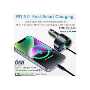4 in 1 USB C Car Charger 36W Multi USB Cigarette Lighter_2