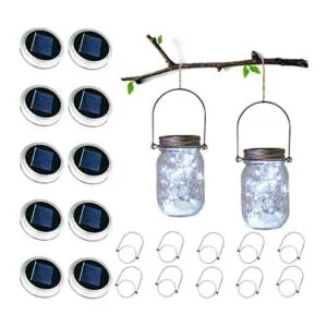 LoveNite Lote de 10 luces solares para colgar en tarros