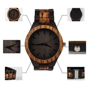 Relojes de pulsera de madera de cuarzo analógico vintage