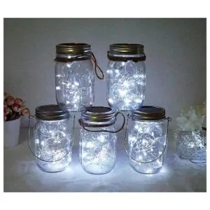 LoveNite Lote de 10 luces solares para colgar en tarros