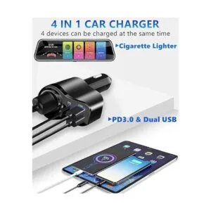 4 in 1 USB C Car Charger 36W Multi USB Cigarette Lighter_3