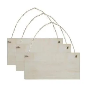 JANOU 3 letreros de madera sin terminar rectangulares para