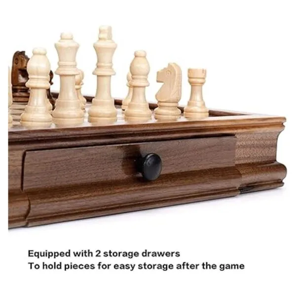 AMEROUS Juego de ajedrez magnético de madera juego de_5