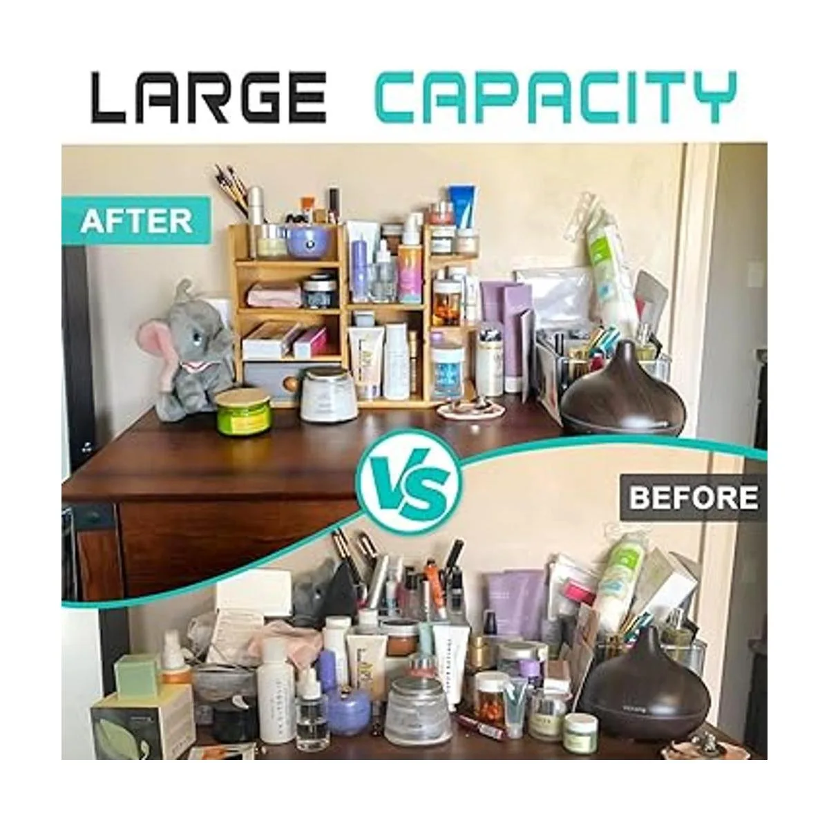 Organizador de almacenamiento de cosméticos de bambú de_5