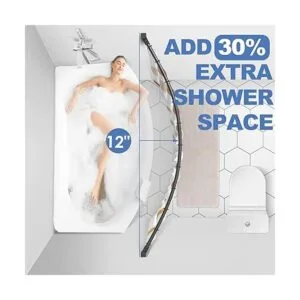 PrettyHome Barra de ducha curvada ajustable a prueba de_6