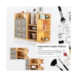 Organizador de almacenamiento de cosméticos de bambú de_3