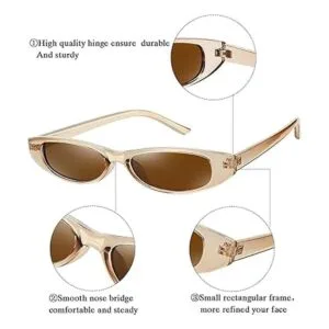 3 pares de lentes de sol rectangulares estilo retro_3