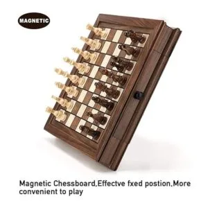 AMEROUS Juego de ajedrez magnético de madera juego de_6
