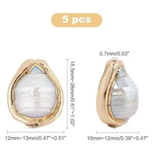 CHGCRAFT 5 cuentas de perlas barrocas naturales de 15.5