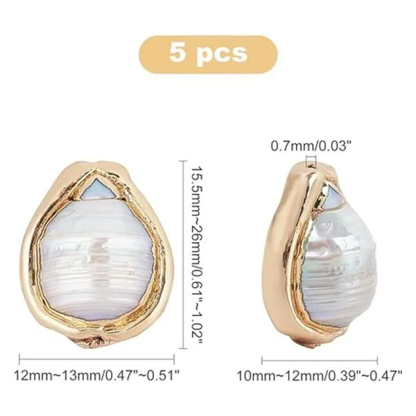 CHGCRAFT 5 cuentas de perlas barrocas naturales de 15.5