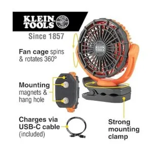Klein Tools PJSFM1 Ventilador recargable inalámbrico con_2